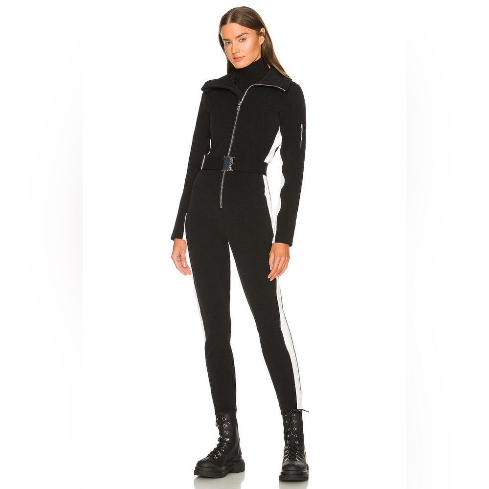 Stylish Black Jumpsuit with White Stripes